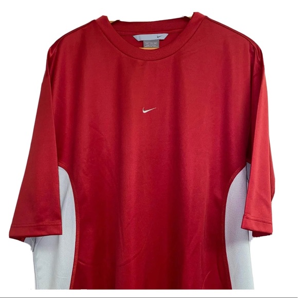 Rare-Red Silver Nike Center Swoosh Golf Jersey T-Shirt Y2K Vintage Mens XXL